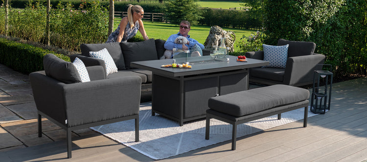 Maze Pulse 3 Seater Sofa Set with Fire Pit Table