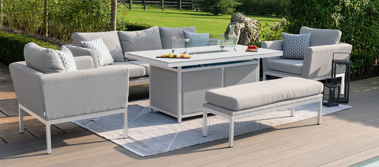 Maze Pulse 3 Seater Sofa Set with Fire Pit Table