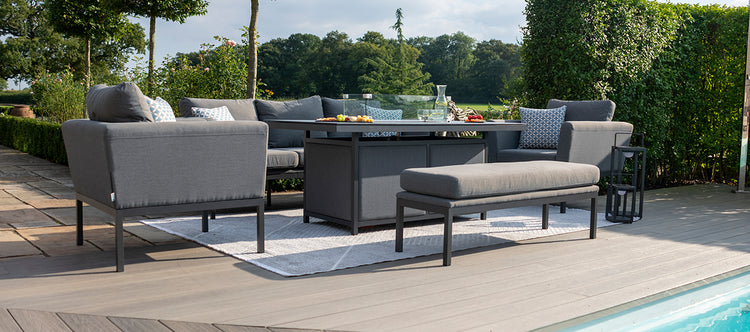 Maze Pulse 3 Seater Sofa Set with Fire Pit Table