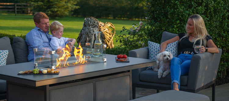 Maze Pulse 3 Seater Sofa Set with Fire Pit Table