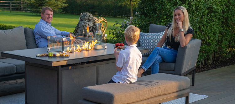 Maze Pulse 3 Seater Sofa Set with Fire Pit Table