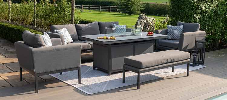 Maze Pulse 3 Seater Sofa Set with Fire Pit Table