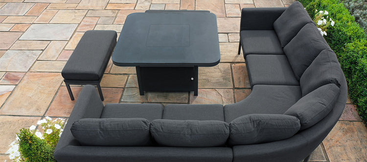 Maze Pulse Deluxe Square Corner Dining Set With Fire Pit