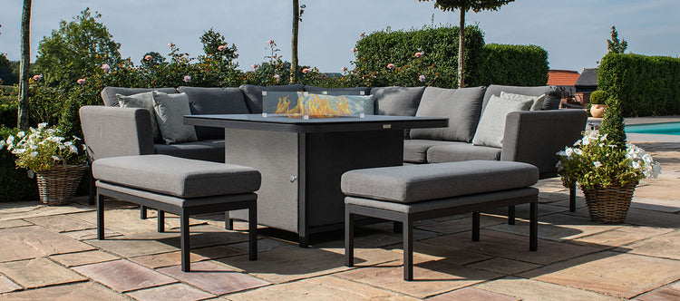 Maze Pulse Deluxe Square Corner Dining Set With Fire Pit