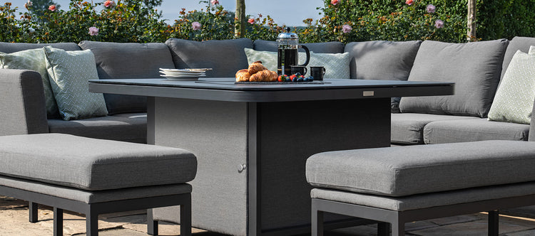 Maze Pulse Deluxe Square Corner Dining Set With Fire Pit