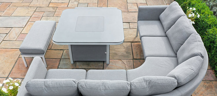 Maze Pulse Deluxe Square Corner Dining Set With Fire Pit