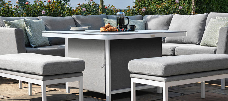 Maze Pulse Deluxe Square Corner Dining Set With Fire Pit