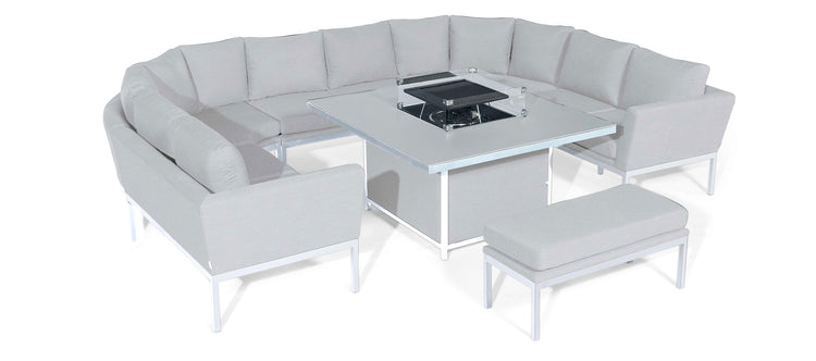 Maze Rattan Pulse U Shape Corner Dining Set With Fire Pit Table Lead Chine-Better Bed Company