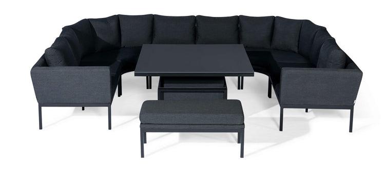 Maze Rattan Pulse U Shape Corner Dining Set with Rising Table Charcoal-Better Bed Company