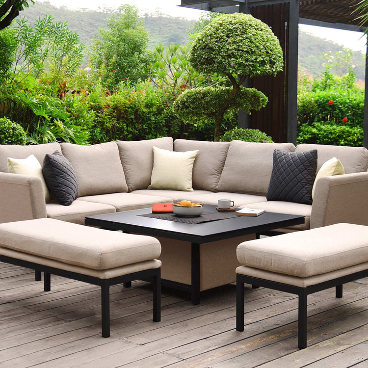 Maze Rattan Pulse Square Corner Dining Set With Rising Table
