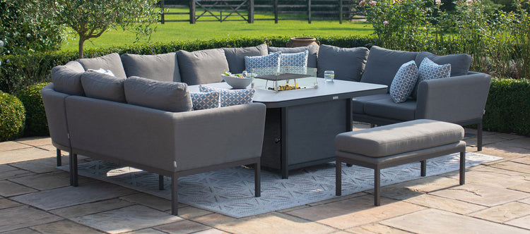 Maze Pulse U Shape Corner Dining Set With Fire Pit Table