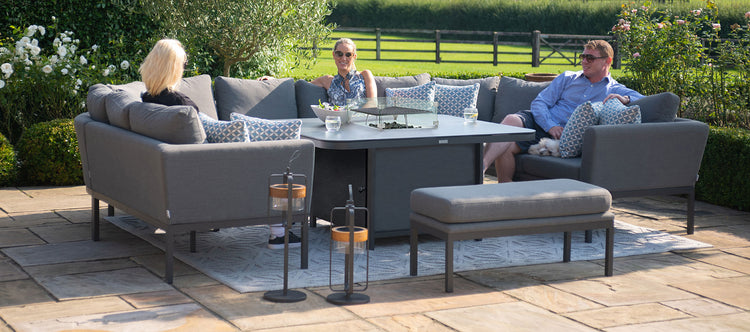 Maze Pulse U Shape Corner Dining Set With Fire Pit Table
