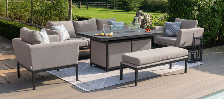 Maze Pulse 3 Seater Sofa Set with Fire Pit Table