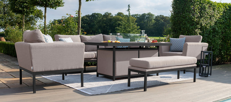 Maze Pulse 3 Seater Sofa Set with Fire Pit Table