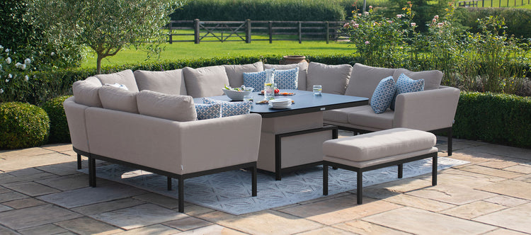 Maze Pulse U Shape Corner Dining Set with Rising Table Taupe-Better Bed Company