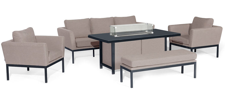 Maze Pulse 3 Seater Sofa Set with Fire Pit Table
