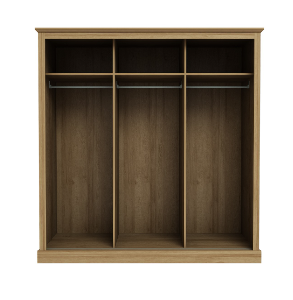 LPD Furniture Devon Oak 3 Door Sliding Mirror Wardrobe