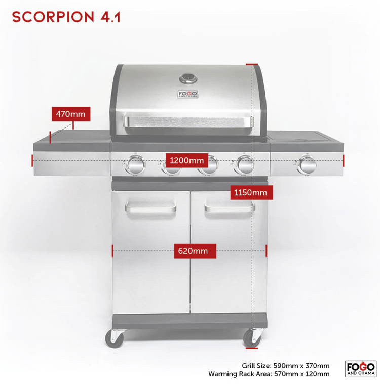 Fogo And Chama Scorpion 4.1 4 + 1 Burner BBQ