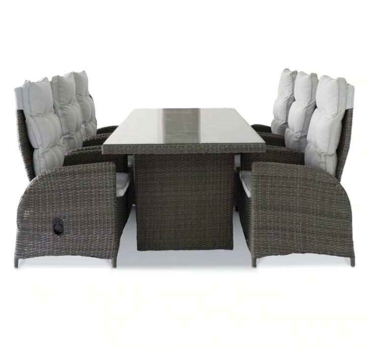 Home Junction Odette Large Dining Table with 6 Recliner Chairs