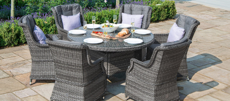 Maze Victoria 6 Seat Round Rattan Dining Set