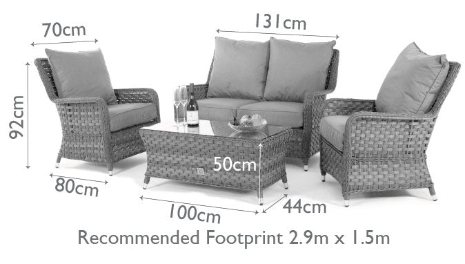 Maze Victoria High Back 2 Seat Sofa Set