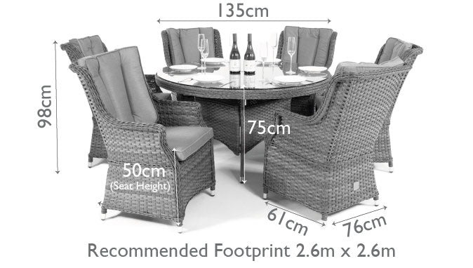 Maze Victoria 6 Seat Round Rattan Dining Set