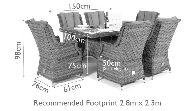 Maze Victoria 6 Seat Rectangular Rattan Dining Set