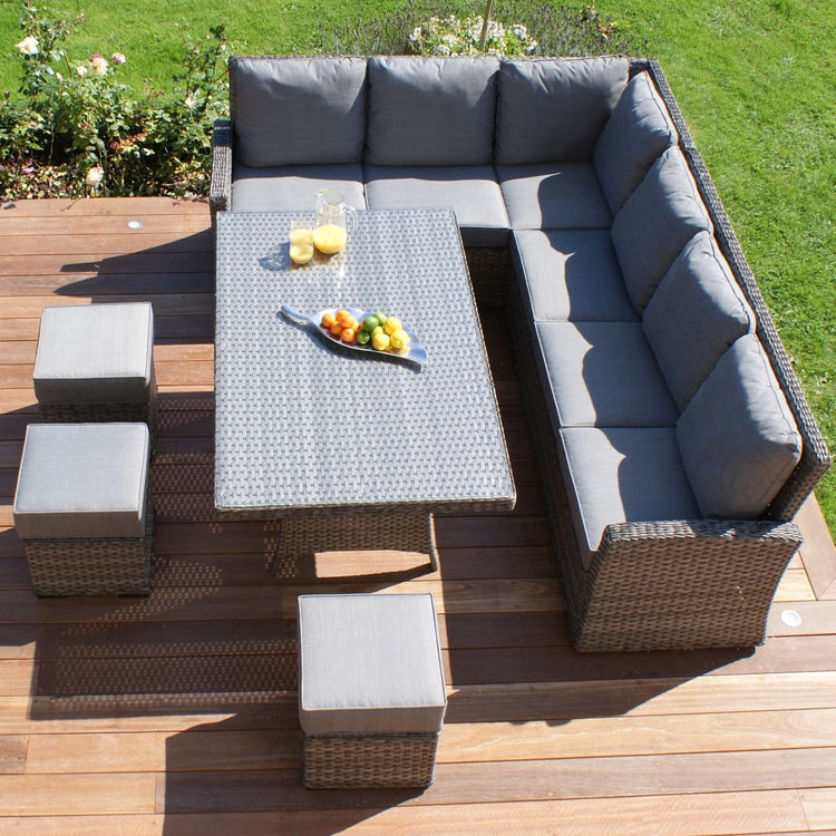 Maze Rattan Victoria Rectangular Corner Dining Set with Rising Table