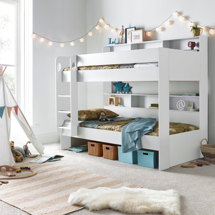 Oliver Bunk Bed With 2 Mattresses Bundle White Without Drawer-Better Bed Company