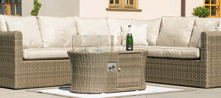 Maze Winchester Large Corner Sofa Set With Fire Pit Table