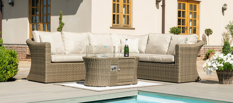 Maze Winchester Large Corner Sofa Set With Fire Pit Table