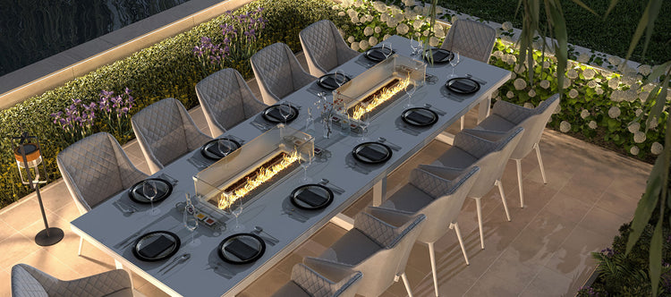 Maze Zest 12 Seat Rectangular Dining Set with Fire Pit Table Lead Chine Birdseye-Better Bed Company