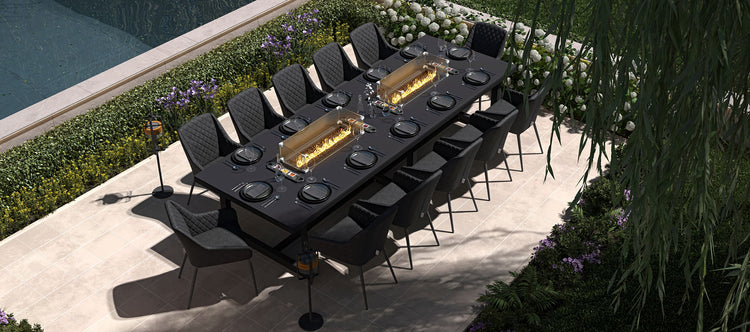 Maze Zest 12 Seat Rectangular Dining Set with Fire Pit Table-Better Bed Company