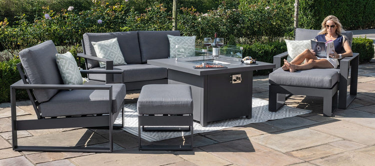 Maze Rattan Amalfi 2 Seat Sofa Set With Square Fire Pit Table