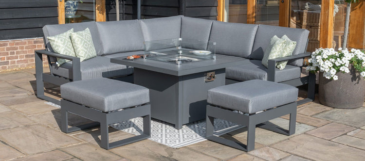 Maze Rattan Amalfi Small Corner Group With Fire Pit Table