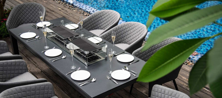 Maze Rattan Ambition 8 Seat Rectangular Fire Pit Dining Set