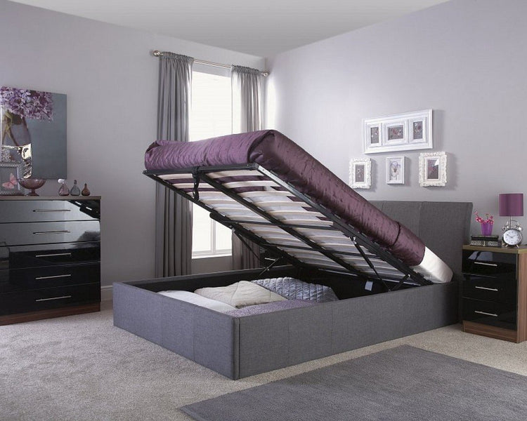 Bolton Grey Ottoman Bed Open-Better Bed Company