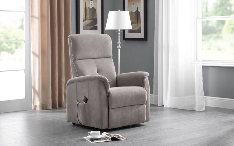 Julian Bowen Ava Rise And Recline Chair In Taupe Fabric