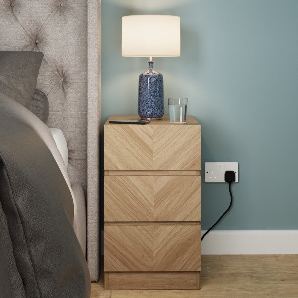 GFW Catania 3 Drawer Bedside Table