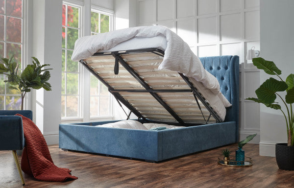 GFW Dakota Ottoman Bed Teal Green Open-Better Bed Company