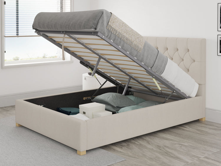 Better Finchen Off White Linen Ottoman Bed