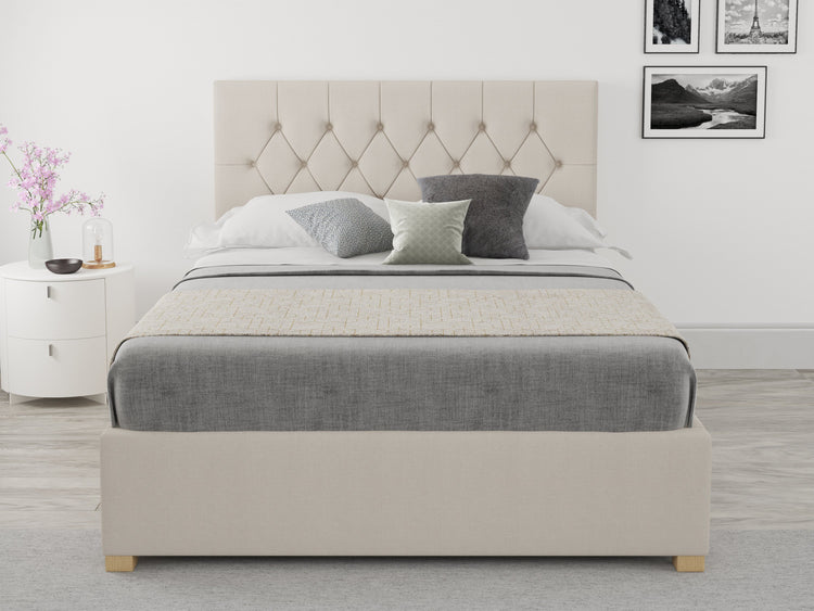 Better Finchen Off White Linen Ottoman Bed