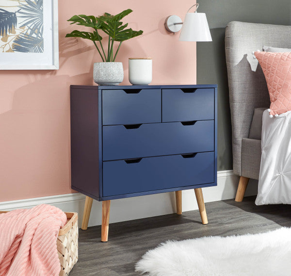 GFW Nyborg 2+2 Drawer Chest Dark Nightshadow Blue-Better Bed Company