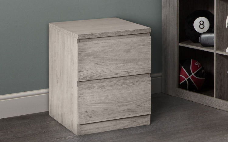 Julian Bowen Jupiter 2 Draw Bed Side Table Grey Oak