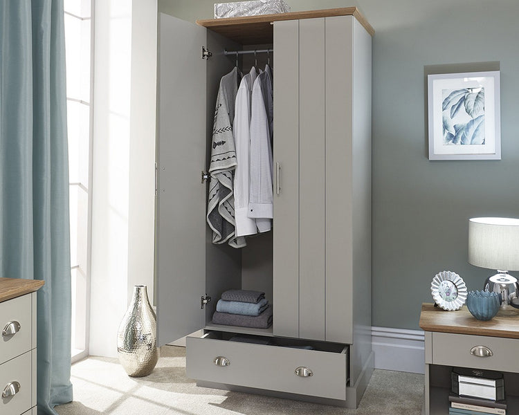 GFW Kendal 2 Door 1 Drawer Wardrobe