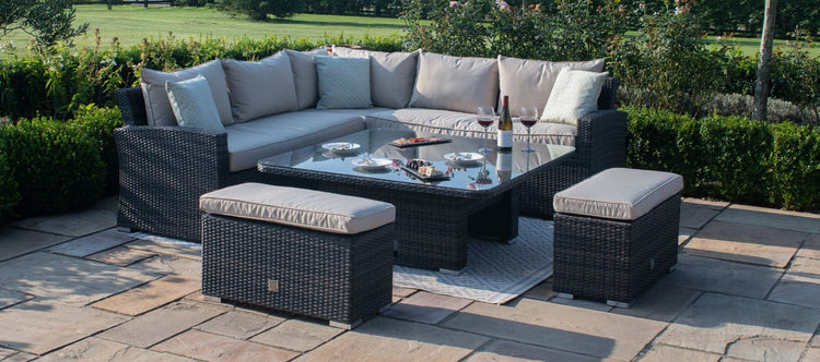 Maze Rattan Deluxe Kingston Corner Dining Set With Rising Table