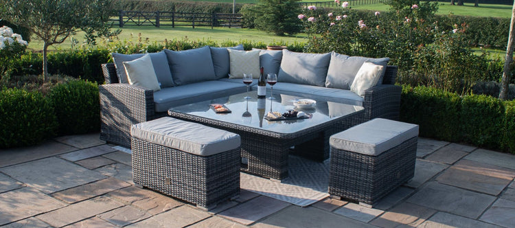 Maze Rattan Deluxe Kingston Corner Dining Set With Rising Table