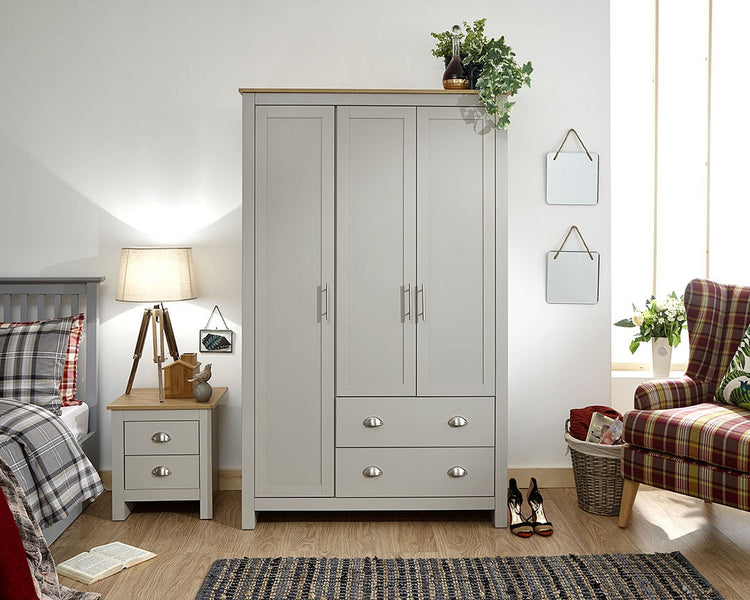 GFW Lancaster 3 Door 2 Drawer Wardrobe