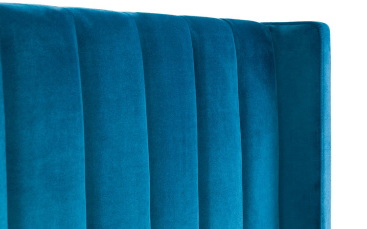 Julian Bowen Langham Scalloped Headboard Storage Bed Teal Headboard Side Close Up-Better Bed Company