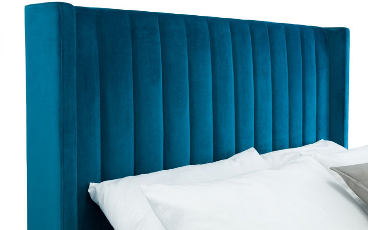 Julian Bowen Langham Scalloped Headboard Storage Bed Teal Headboard Close Up-Better Bed Company